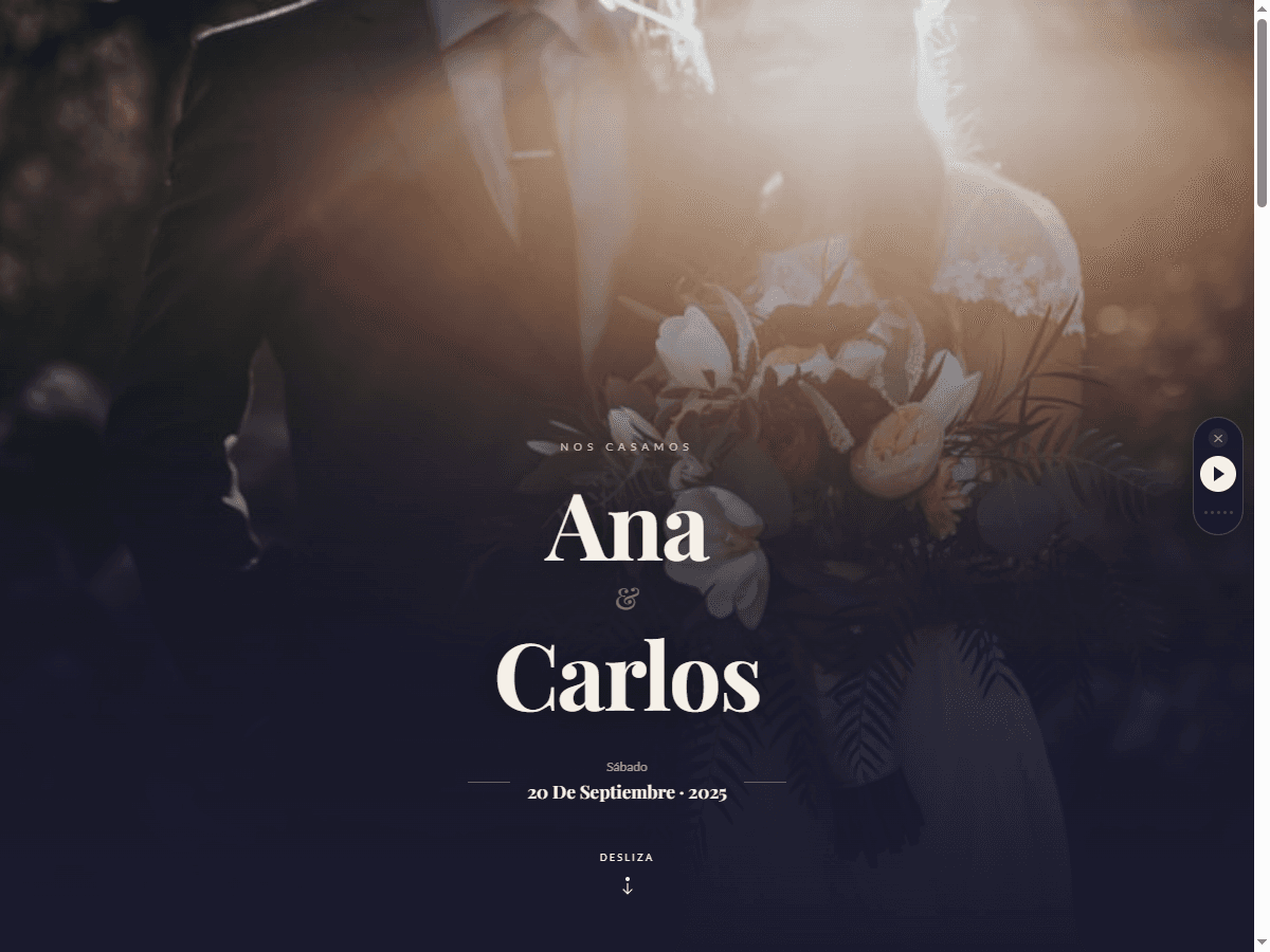 Ejemplo de invitación de boda digital — Plan Básico