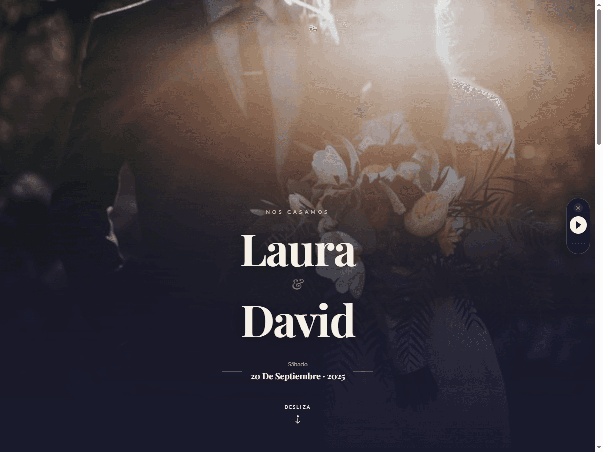Ejemplo de invitación de boda digital — Plan Gratuito