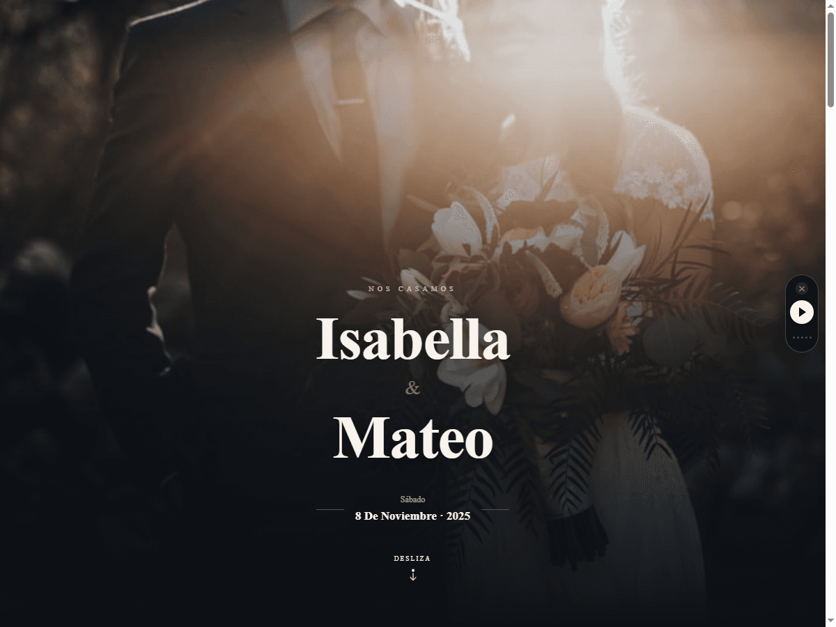 Ejemplo de invitación de boda digital — Plan Premium